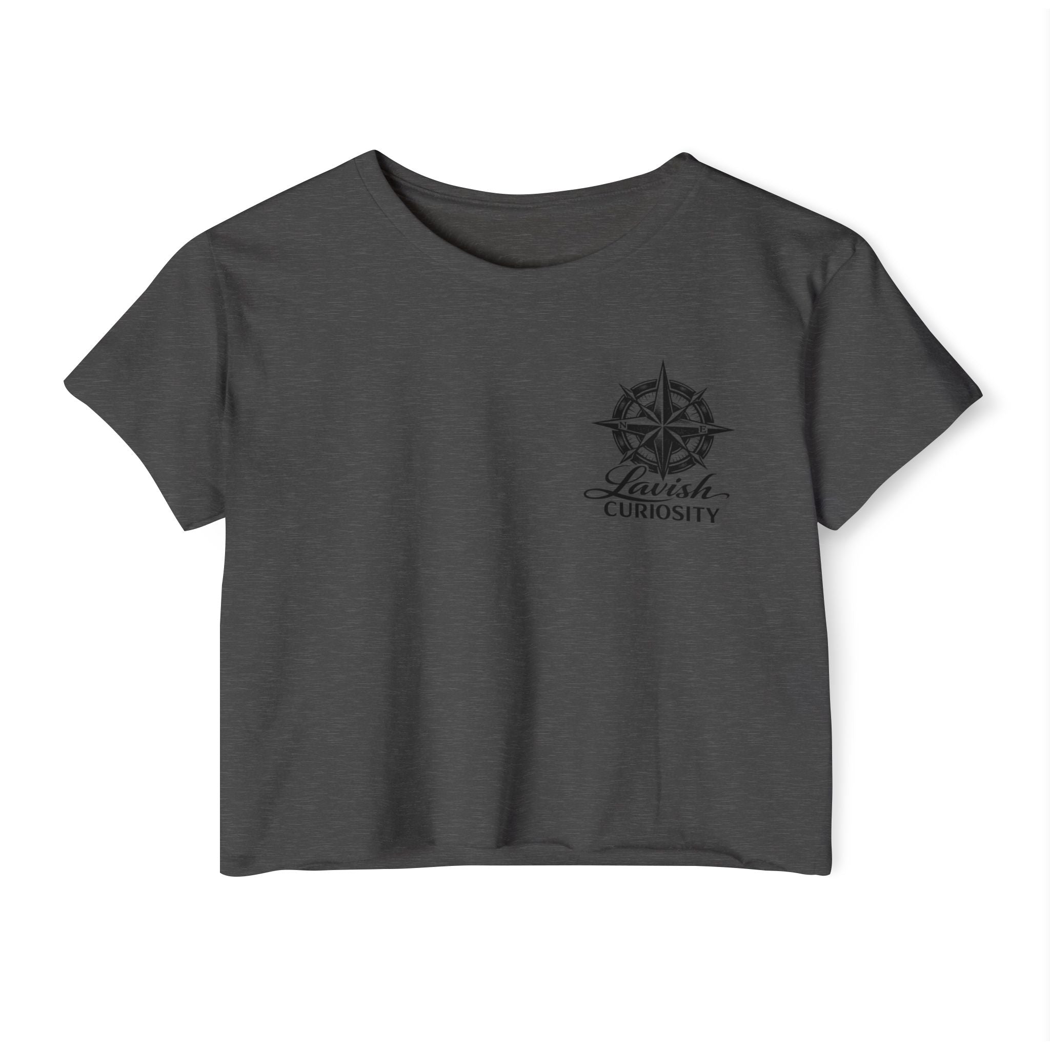 Lavish Curiosity Crop Top — 'Explore Beyond' Festival Women's Graphic Tee