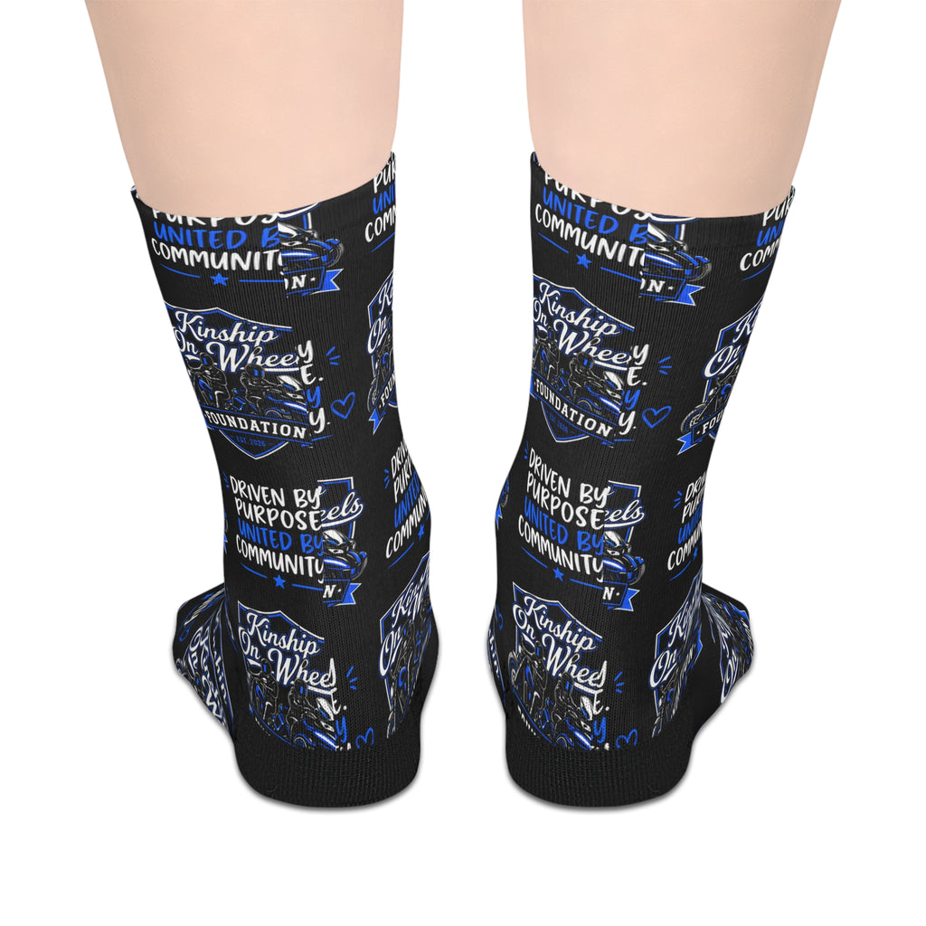 "Driven by Purpose" Blue & Black Crew Socks