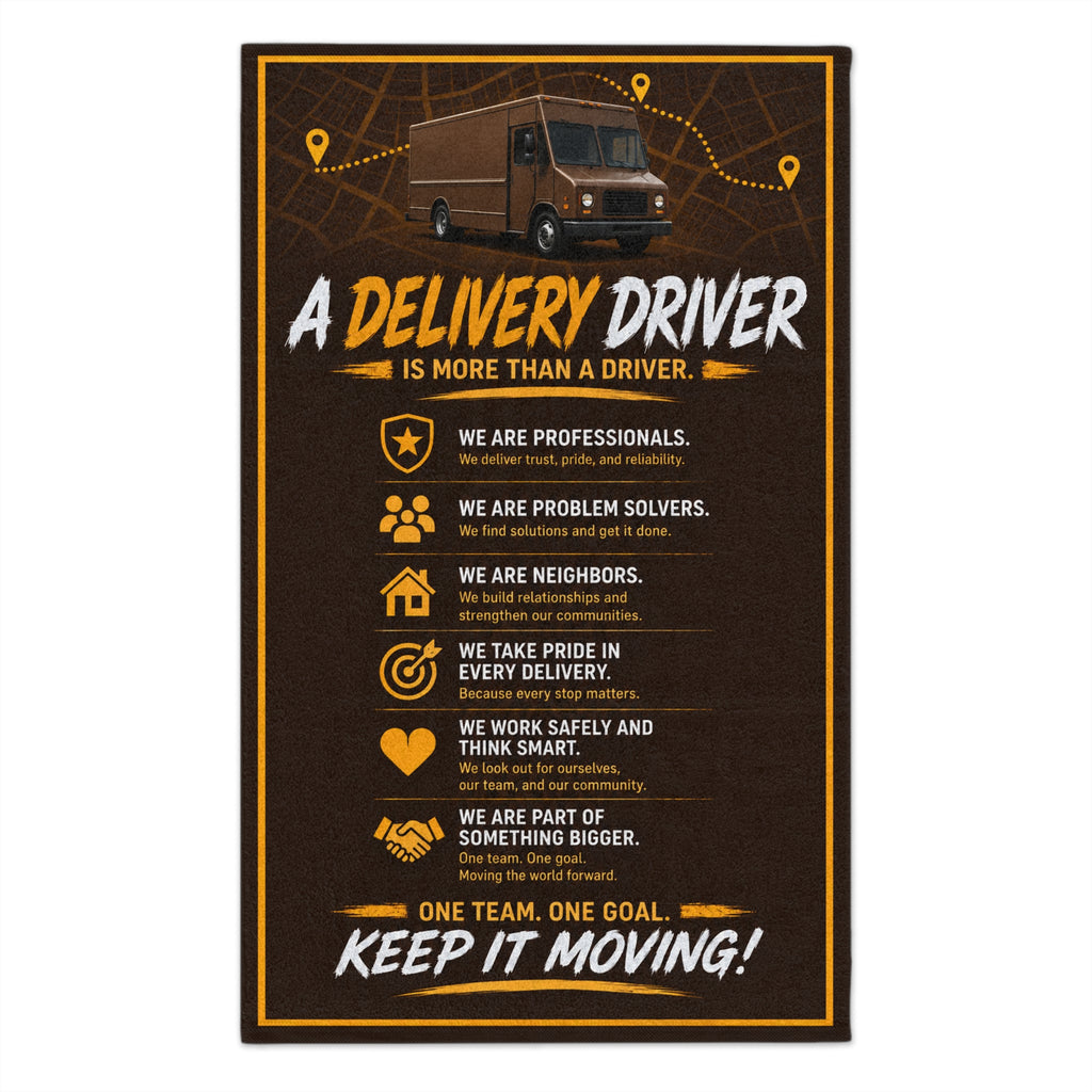 Delivery Driver Rally Towel — Keep It Moving 11x18 Motivational Work Towel