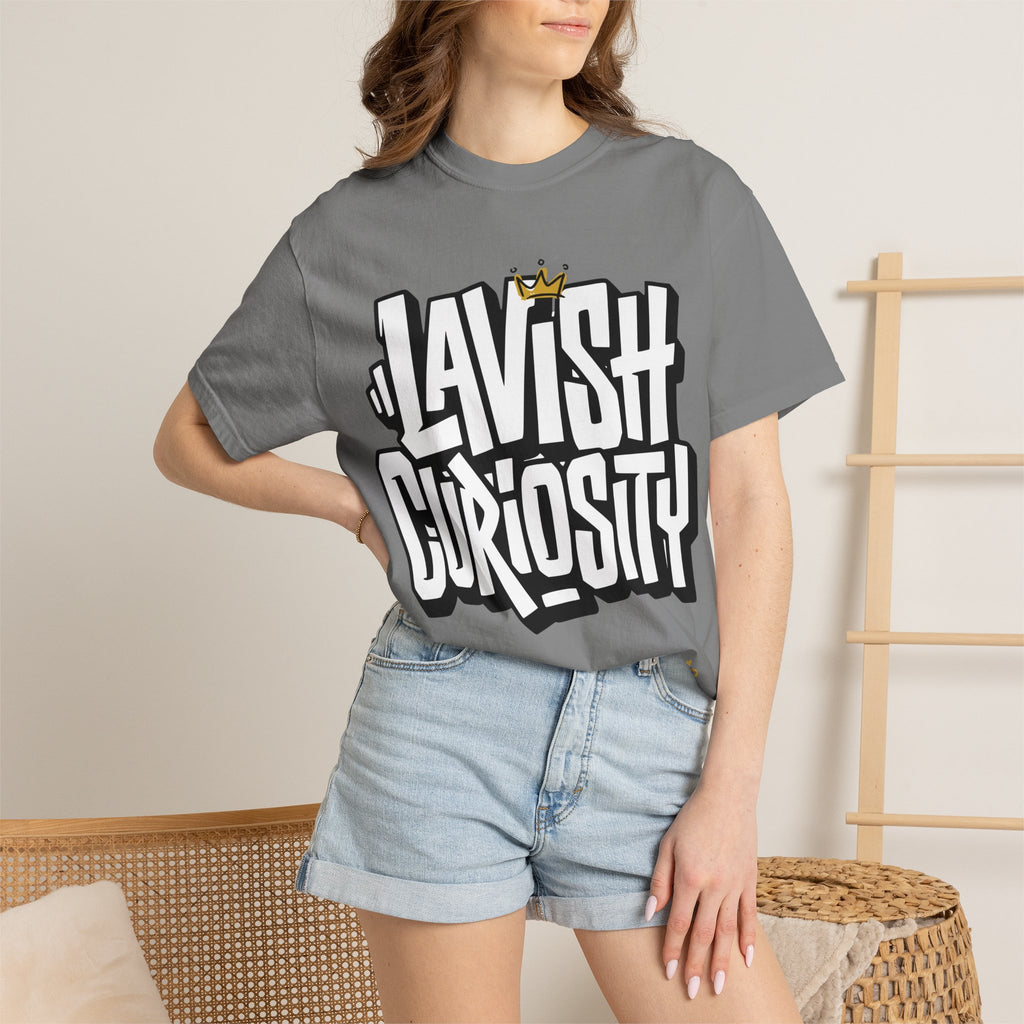 Lavish Curiosity T-Shirt — 'Lavish Curiosity' Graphic Tee with Crown Script