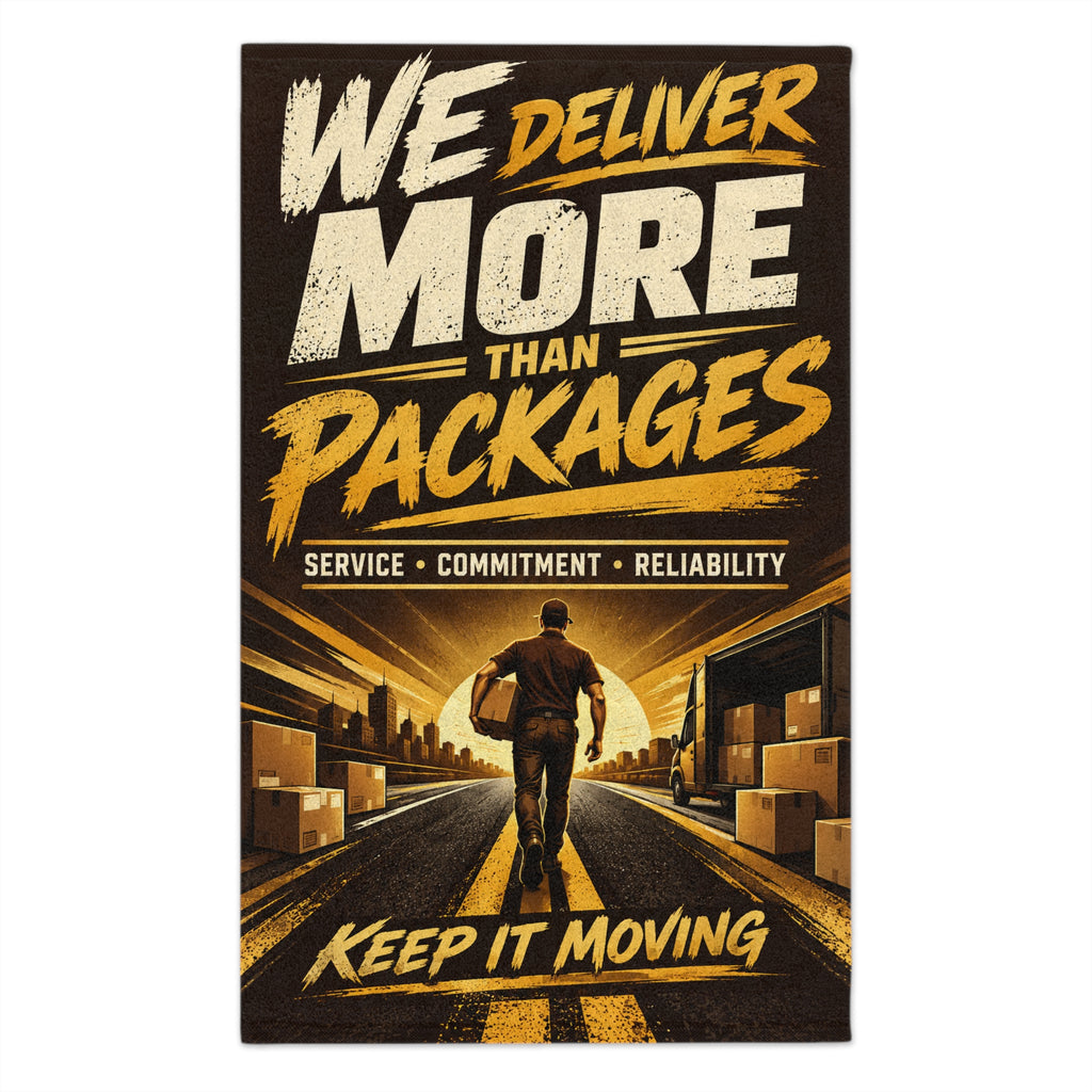 Rally Towel - “We Deliver More Than Packages” Motivational Delivery Driver Towel (11x18)