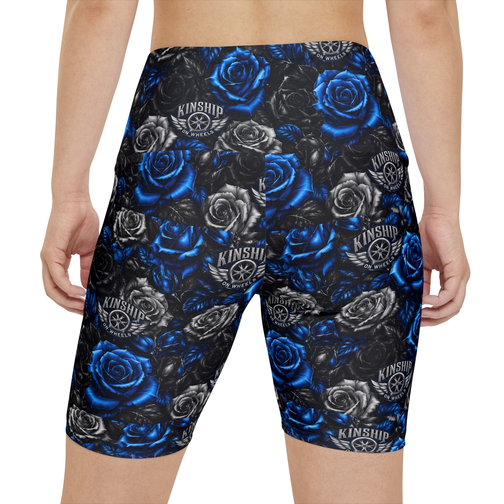 Kinship Blue & Black Rose Workout Shorts