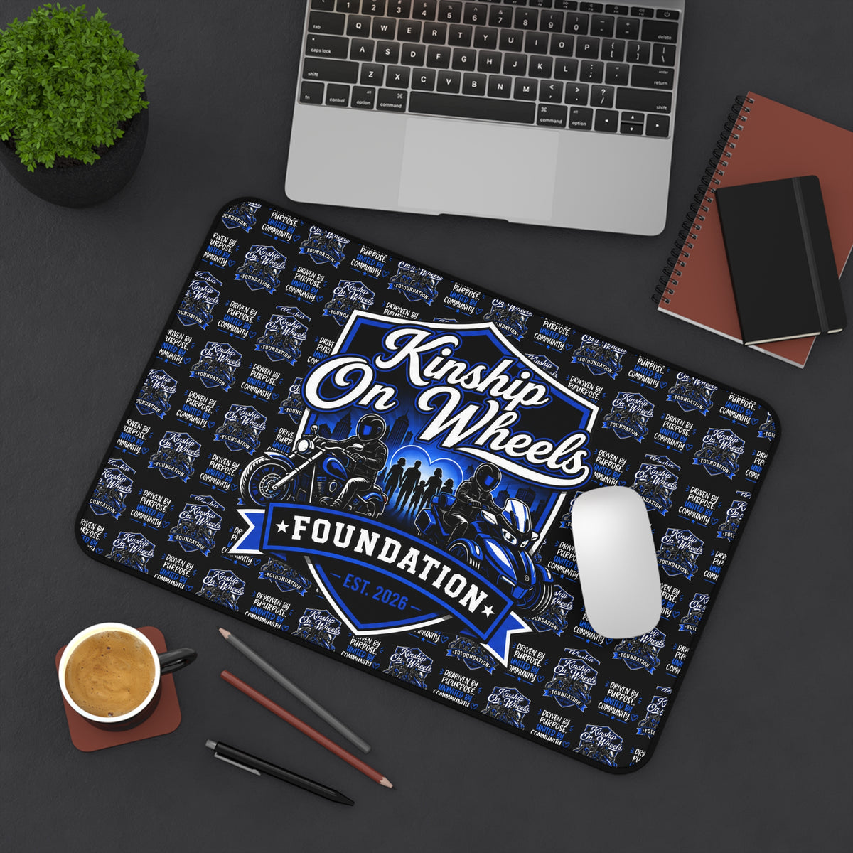 Desk Mat — Kinship On Wheels Foundation Racing Mouse Pad (Est. 2026)