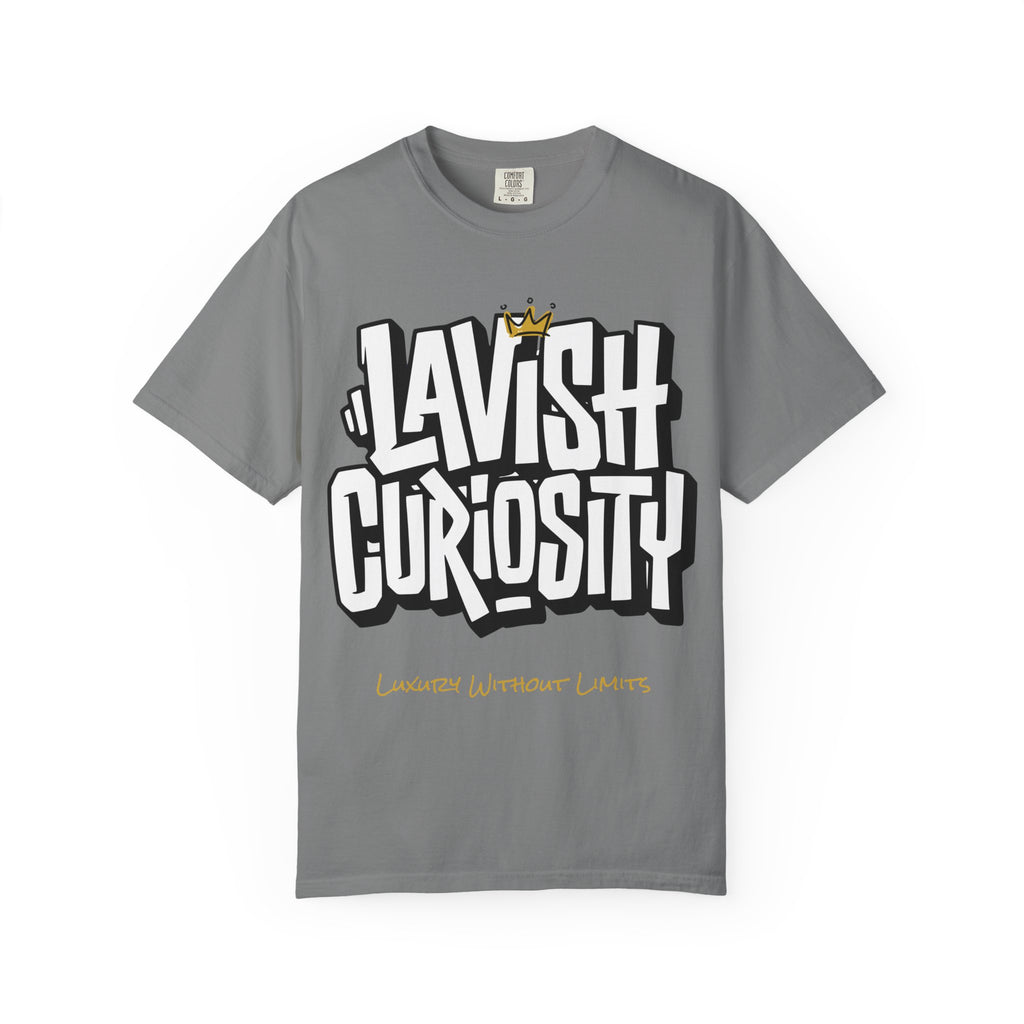 Lavish Curiosity T-Shirt — 'Lavish Curiosity' Graphic Tee with Crown Script