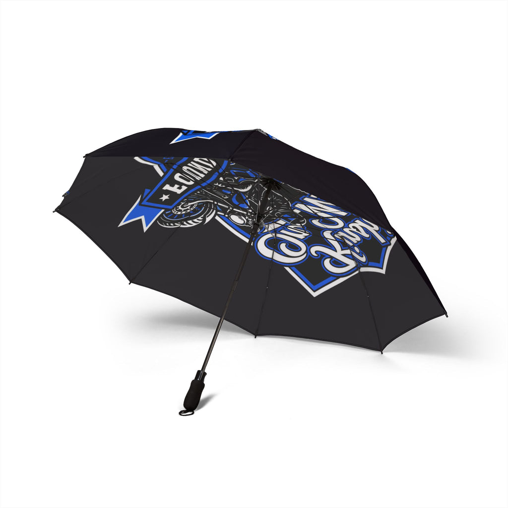 Motorcycle Club Foldable Umbrella – 'Ride or Die' Blue Biker Design