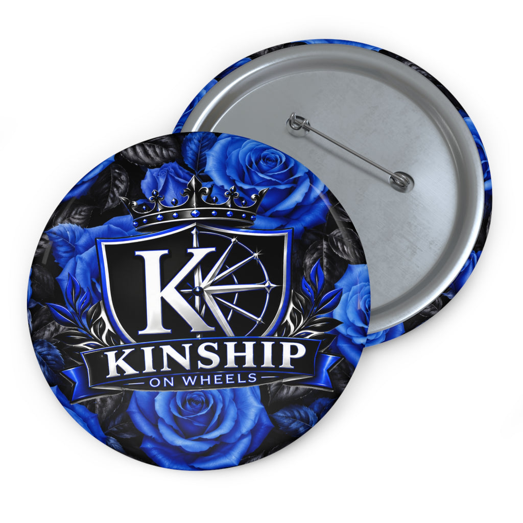 Kinship On Wheels Blue Rose Pin Button