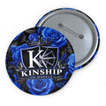 Kinship On Wheels Blue Rose Pin Button