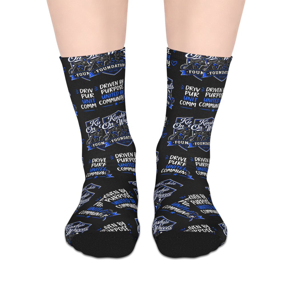 "Driven by Purpose" Blue & Black Crew Socks