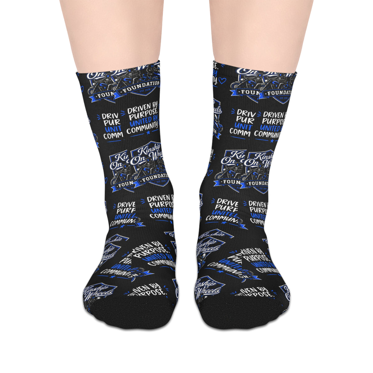 "Driven by Purpose" Blue & Black Crew Socks