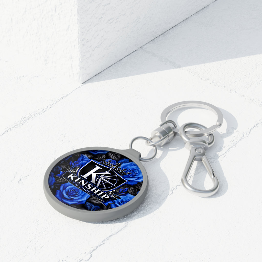 Keyring Tag — Kinship on Wheels Blue Rose Logo Keychain