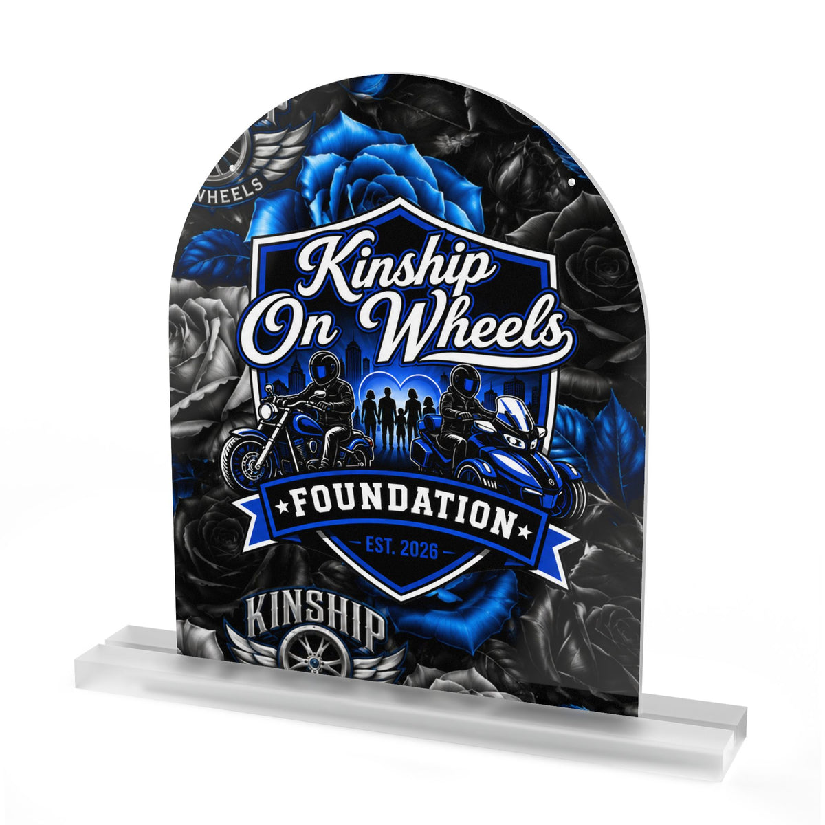 Kinship On Wheels Foundation Acrylic Table Sign – Dome-Shaped Desk Plaque