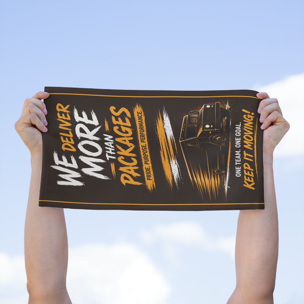 Rally Towel – "We Deliver More Than Packages" Delivery Driver Motivational Towel (11x18)