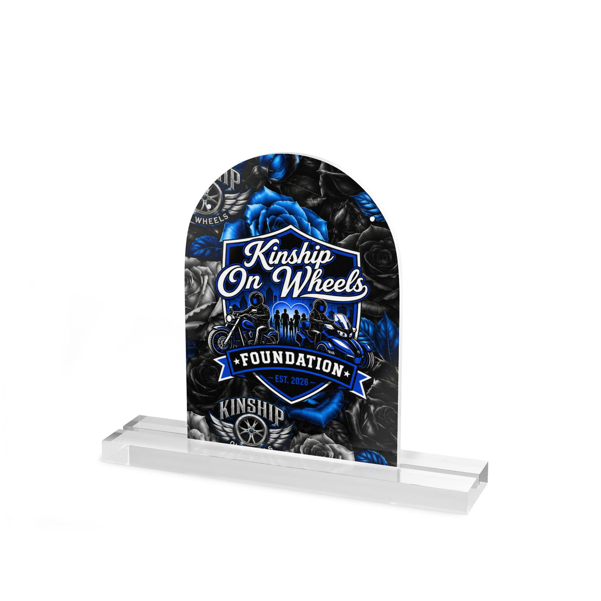 Kinship On Wheels Foundation Acrylic Table Sign – Dome-Shaped Desk Plaque