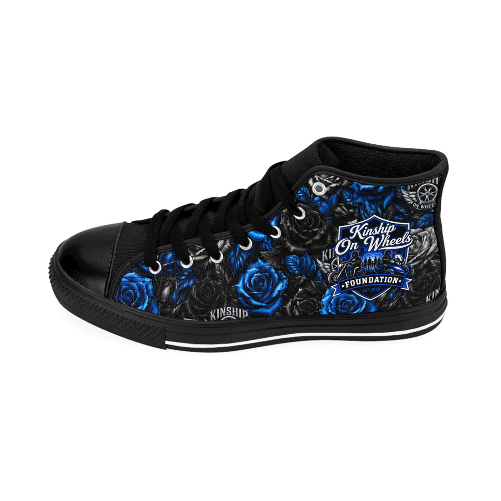 Kinship On Wheels Blue Rose High-Top Sneakers — Men's Classic Canvas Shoes