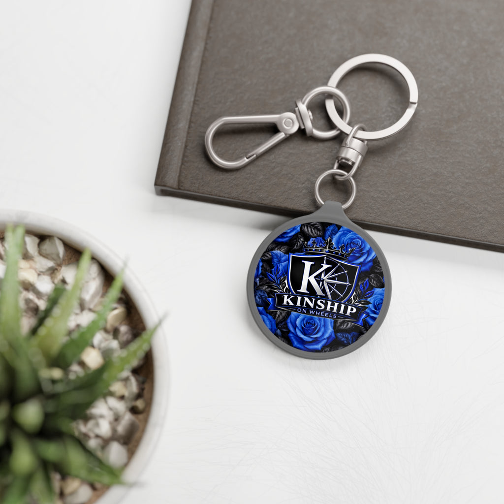 Keyring Tag — Kinship on Wheels Blue Rose Logo Keychain