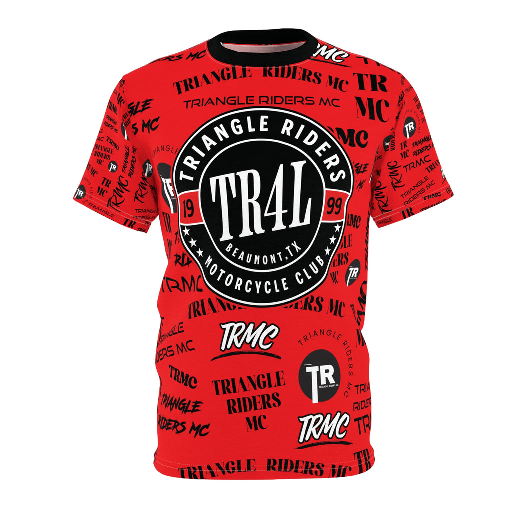 Bold Motorcycle Club Tee for Riders, Custom Unisex T-Shirt, Gift for Bikers, Triangles Riders Merch, Unique AOP Design, Motorcycle Apparel