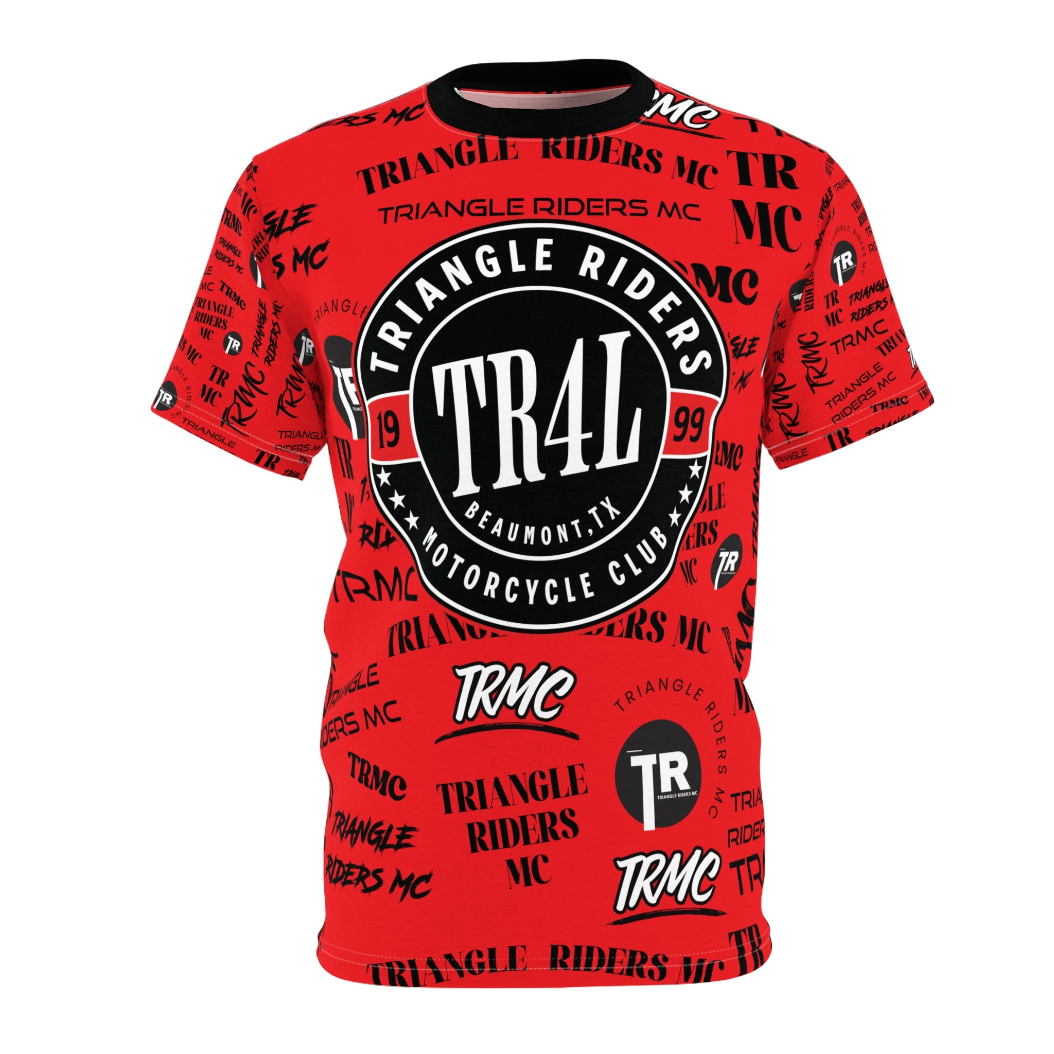Bold Motorcycle Club Tee for Riders, Custom Unisex T-Shirt, Gift for Bikers, Triangles Riders Merch, Unique AOP Design, Motorcycle Apparel
