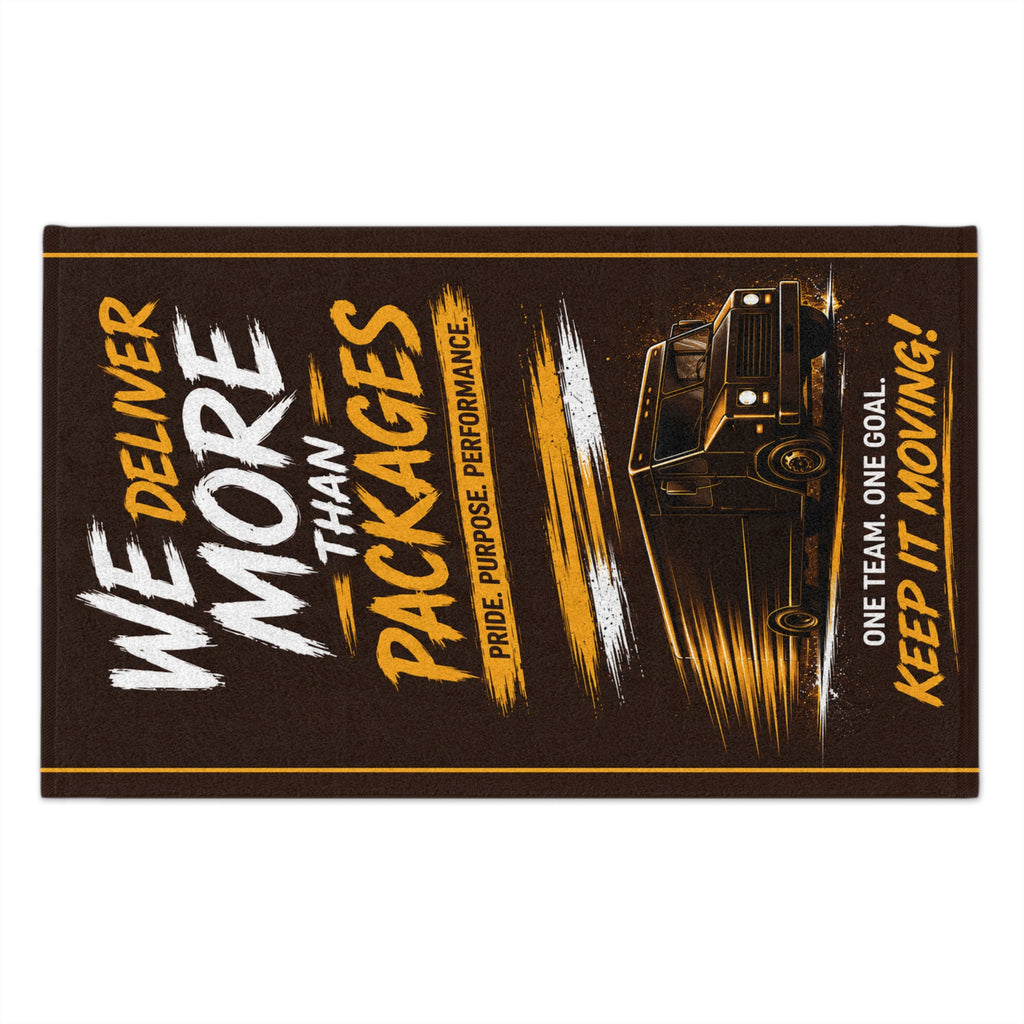 Rally Towel – "We Deliver More Than Packages" Delivery Driver Motivational Towel (11x18)