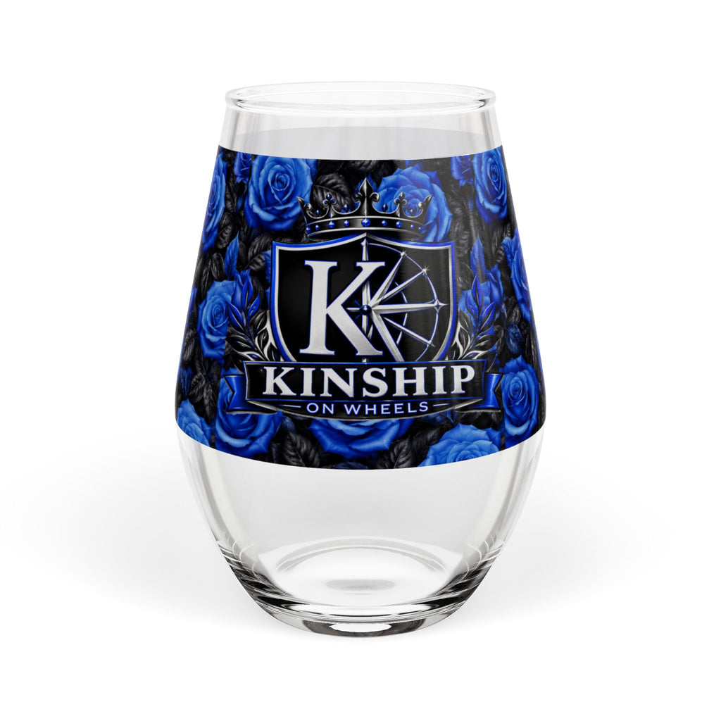 Kinship On Wheels Blue Rose Stemless Wine Glass (11.75 oz)