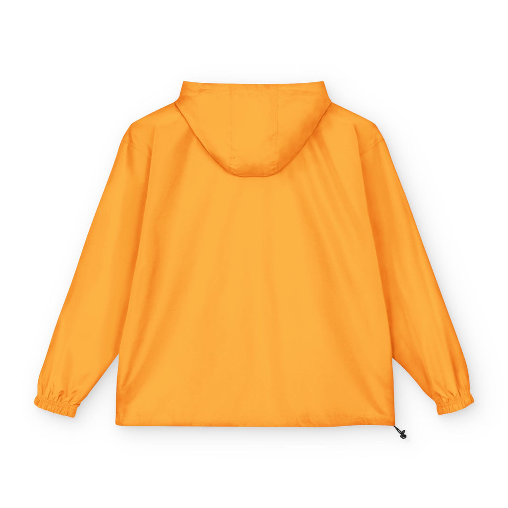 Anorak Jacket — Orange Packable Windbreaker with Floral Skull Patch