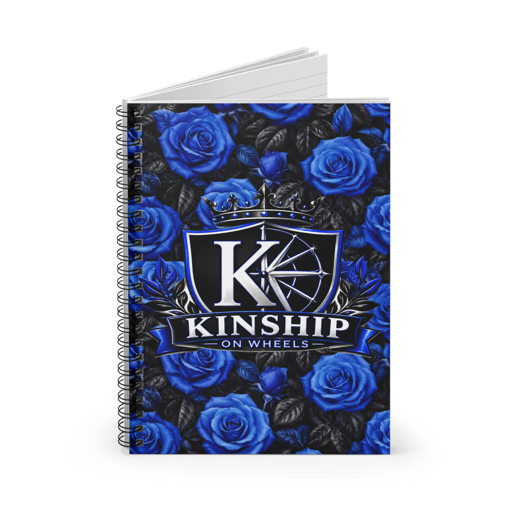 Kinship on Wheels Blue Rose Spiral Notebook