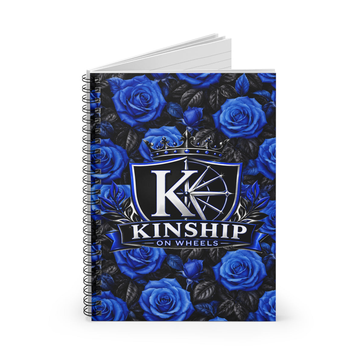 Kinship on Wheels Blue Rose Spiral Notebook
