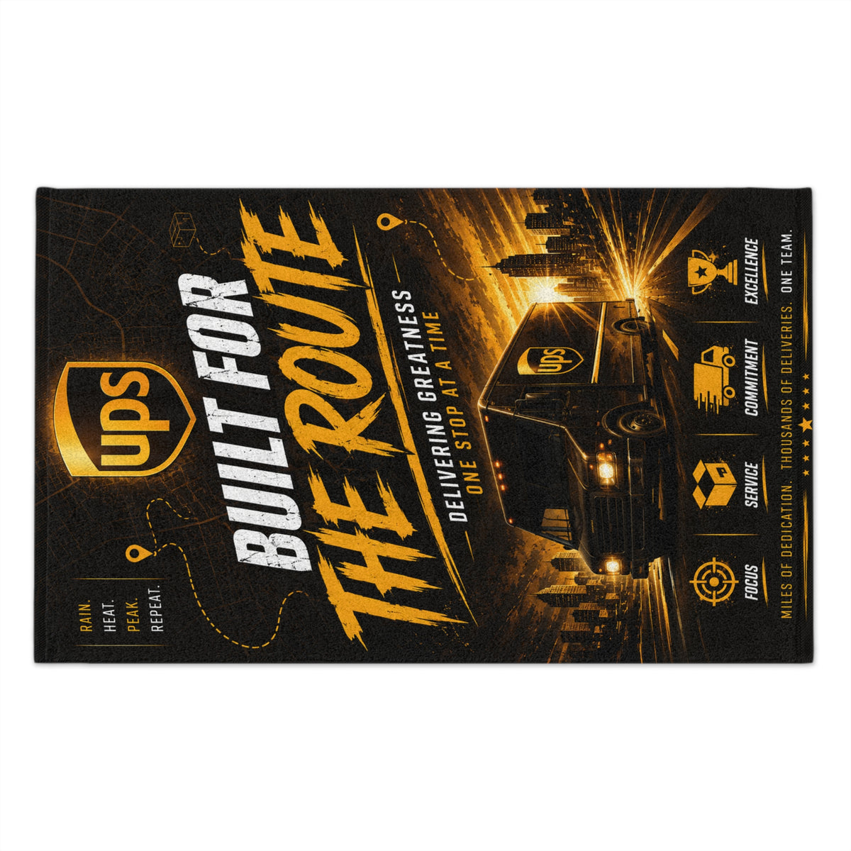 Rally Towel — "Built for the Route" UPS Delivery Crew Hand Towel (11x18)