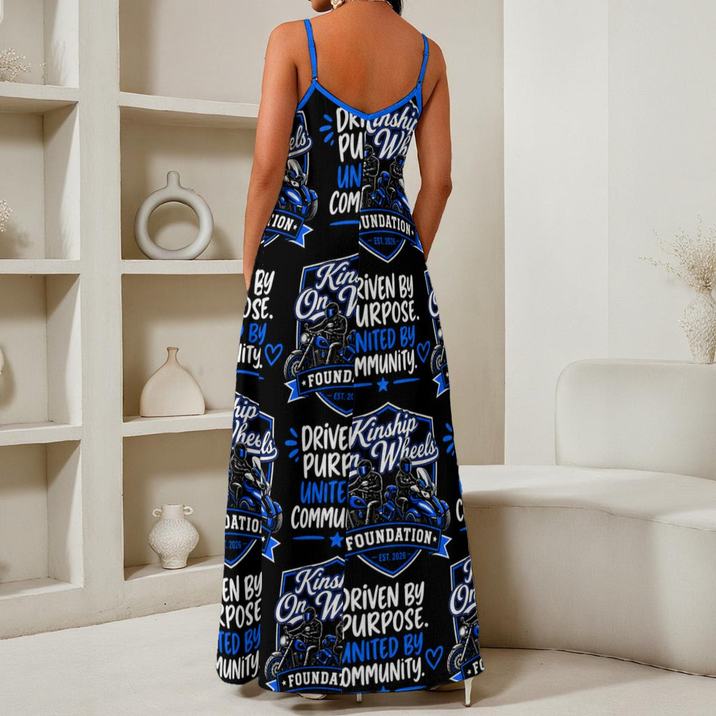 All-Over Print Women's Elegant V-Neck Maxi Dress
