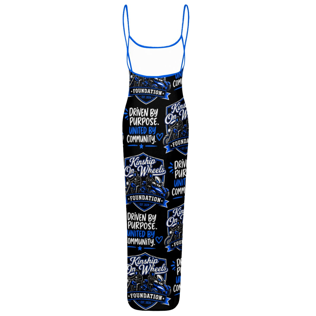 All-Over Print Women's Sheer Mesh Backless Spaghetti Strap Maxi Dress