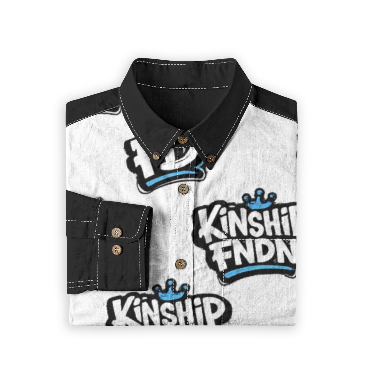 All-Over Print Men's Casual Lapel Long Sleeve Shirt|125GSM Cotton