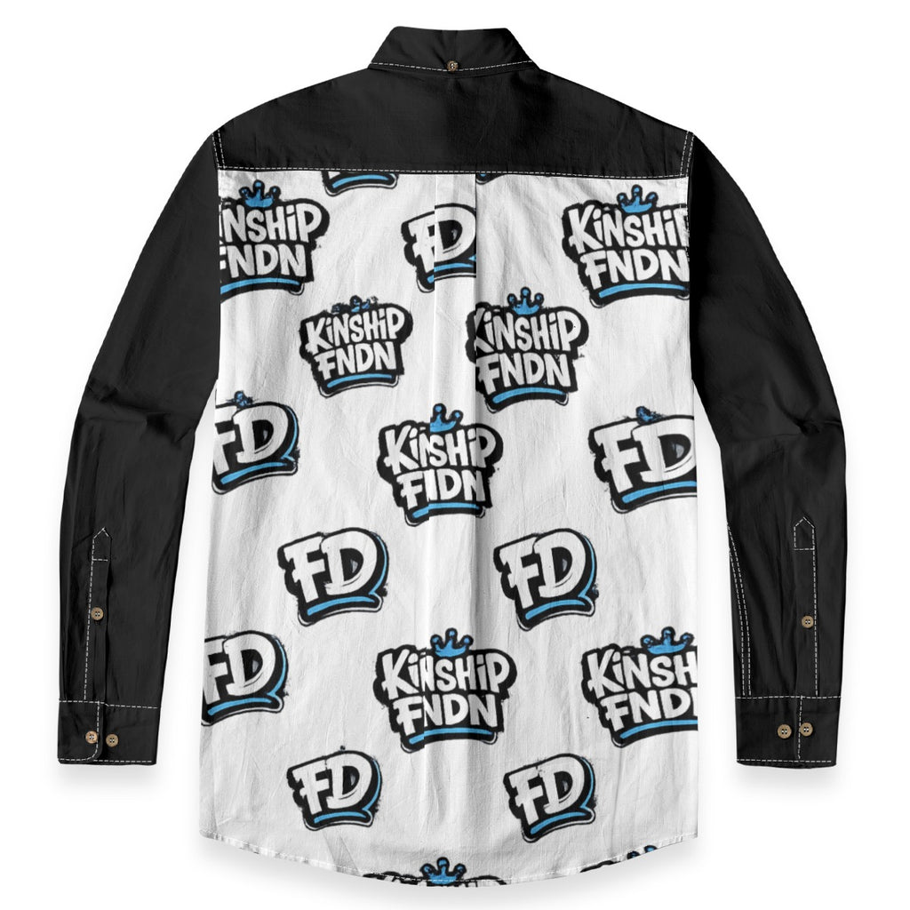All-Over Print Men's Casual Lapel Long Sleeve Shirt|125GSM Cotton