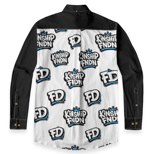 All-Over Print Men's Casual Lapel Long Sleeve Shirt|125GSM Cotton
