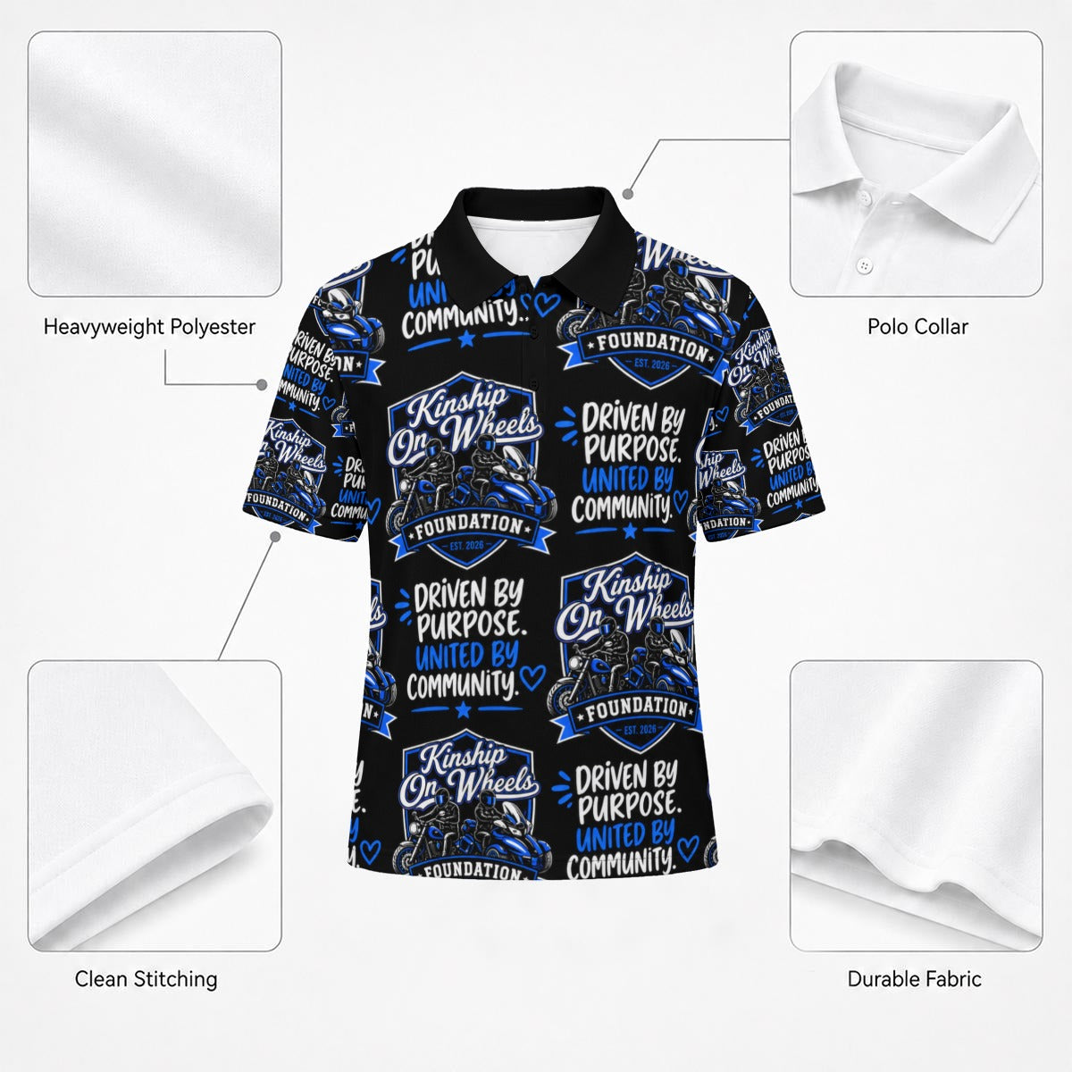 All-Over Print Men's Heavyweight Polyester Polo Shirt|210GSM