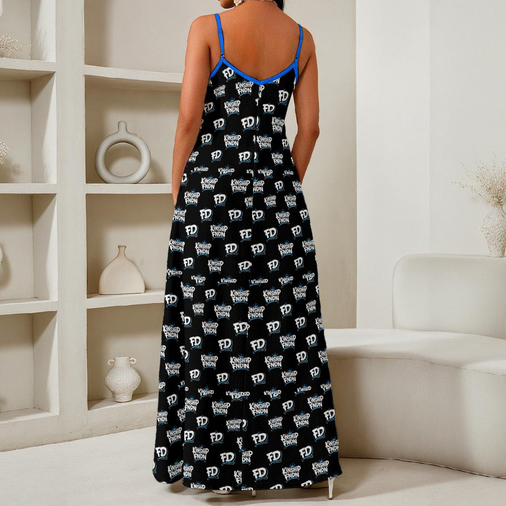 All-Over Print Women's Elegant V-Neck Maxi Dress