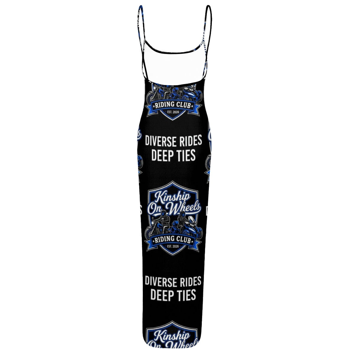 All-Over Print Women's Sheer Mesh Backless Spaghetti Strap Maxi Dress