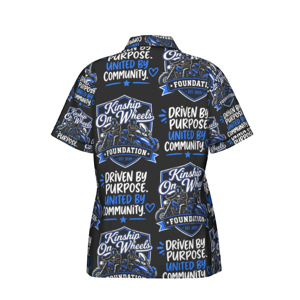 All-Over Print Women's Imitation Silk Pajama Set With Short Sleeve