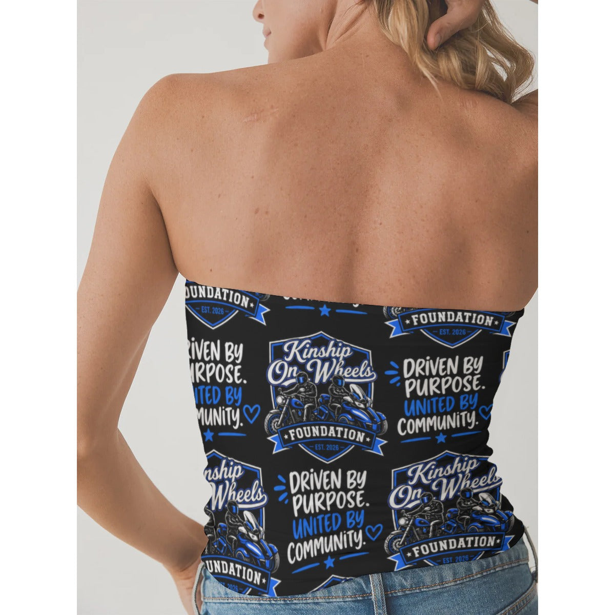 All-Over Print Women's Double-Layer Strapless Top