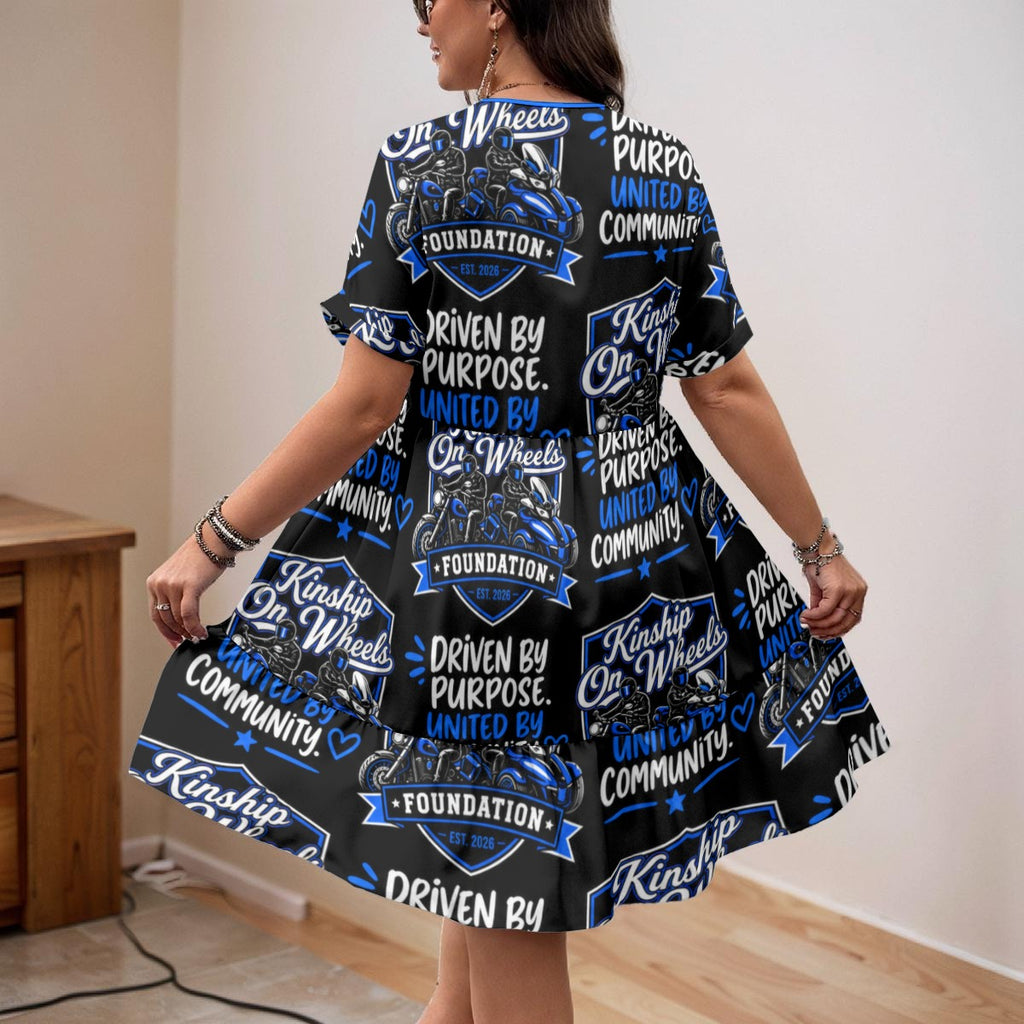 All-Over Print Women’s Floral V-Neck Short Sleeve Dress