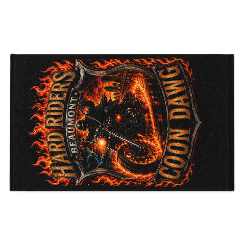Hard Riders Beaumont Rally Towel — Coon Dawg Motorcycle Flame Design (11x18)