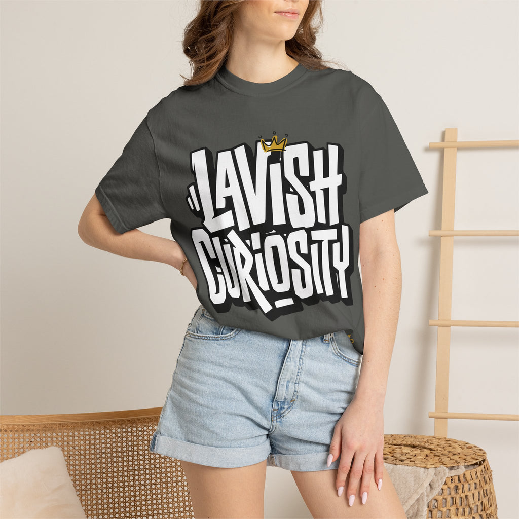 Lavish Curiosity T-Shirt — 'Lavish Curiosity' Graphic Tee with Crown Script
