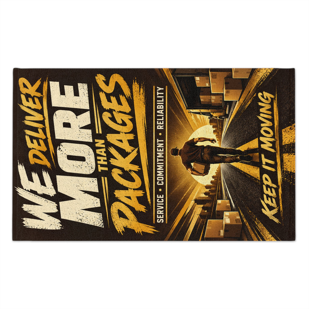 Rally Towel - “We Deliver More Than Packages” Motivational Delivery Driver Towel (11x18)