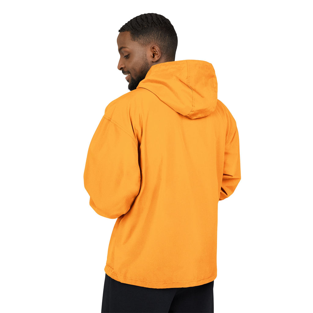 Anorak Jacket — Orange Packable Windbreaker with Floral Skull Patch