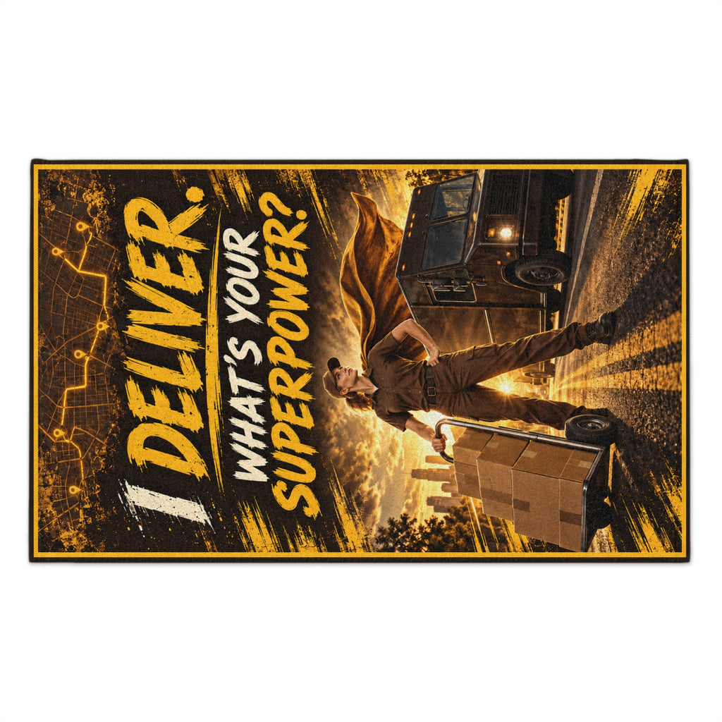 Rally Towel — "I Deliver. What's Your Superpower?" Delivery Driver Gift (11x18)
