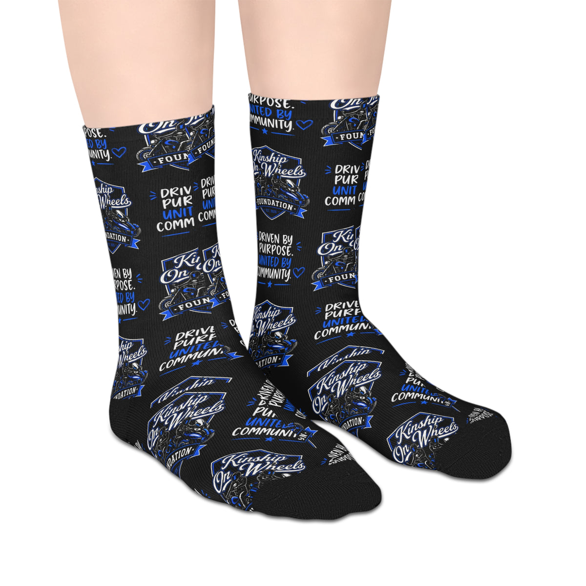 "Driven by Purpose" Blue & Black Crew Socks