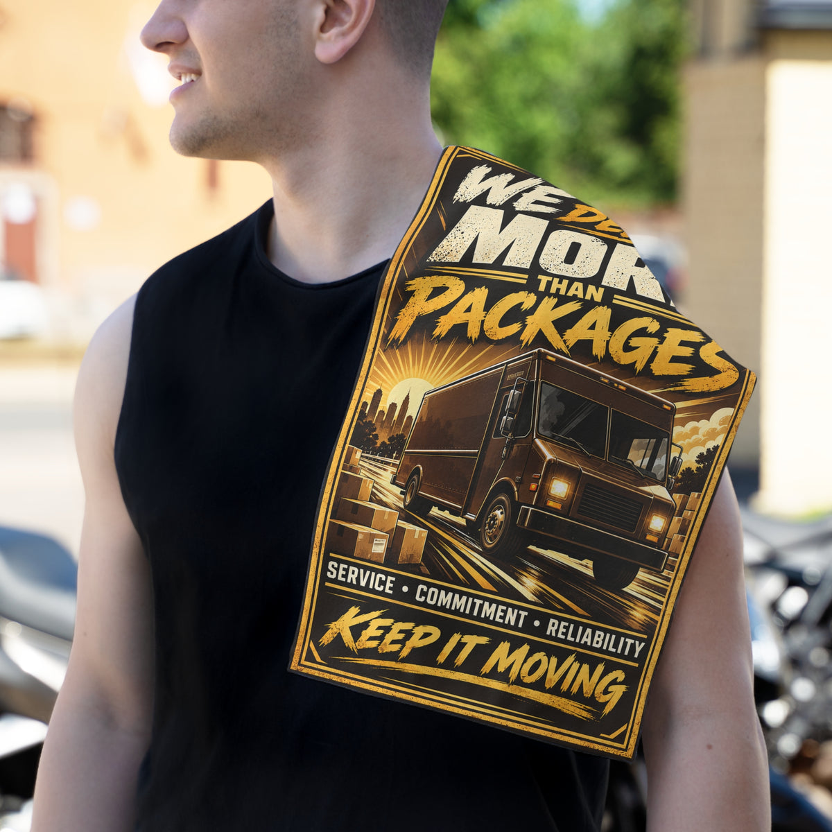 Delivery Driver Rally Towel — "We Deliver More Than Packages" 11x18