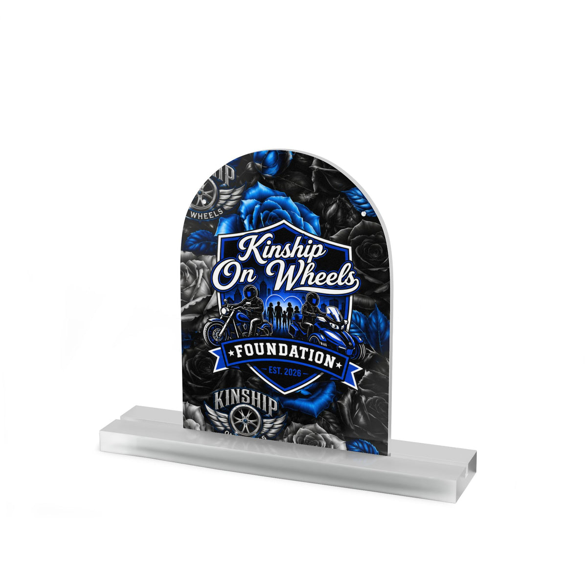 Kinship On Wheels Foundation Acrylic Table Sign – Dome-Shaped Desk Plaque