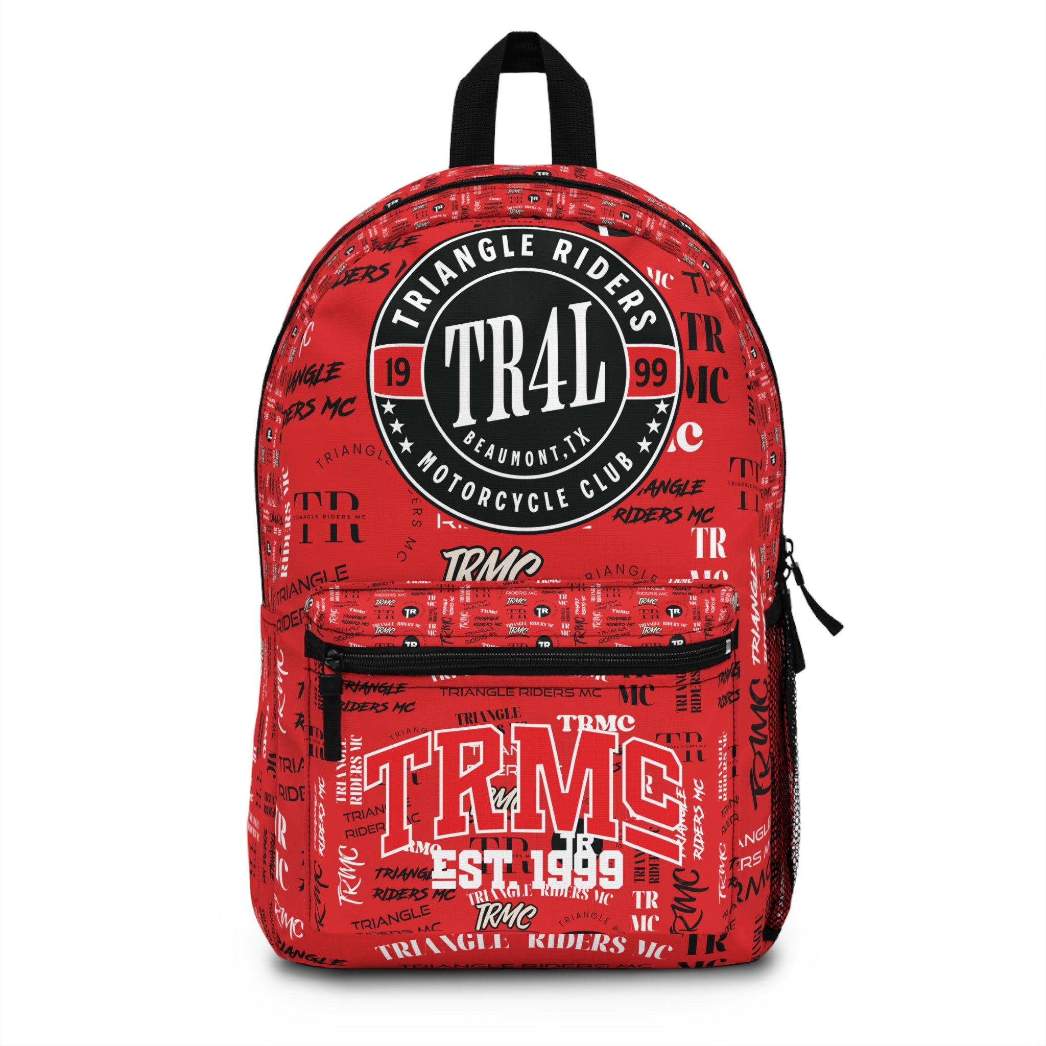 Bold Red Motorcycle Club Backpack, Trendy Daypack for Riders, Perfect for School, Travel, Events, and Outdoor Adventures