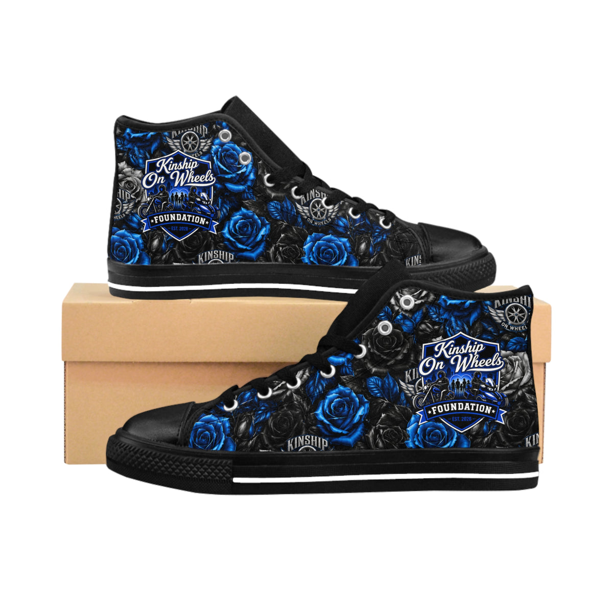 Kinship On Wheels Blue Rose High-Top Sneakers — Men's Classic Canvas Shoes