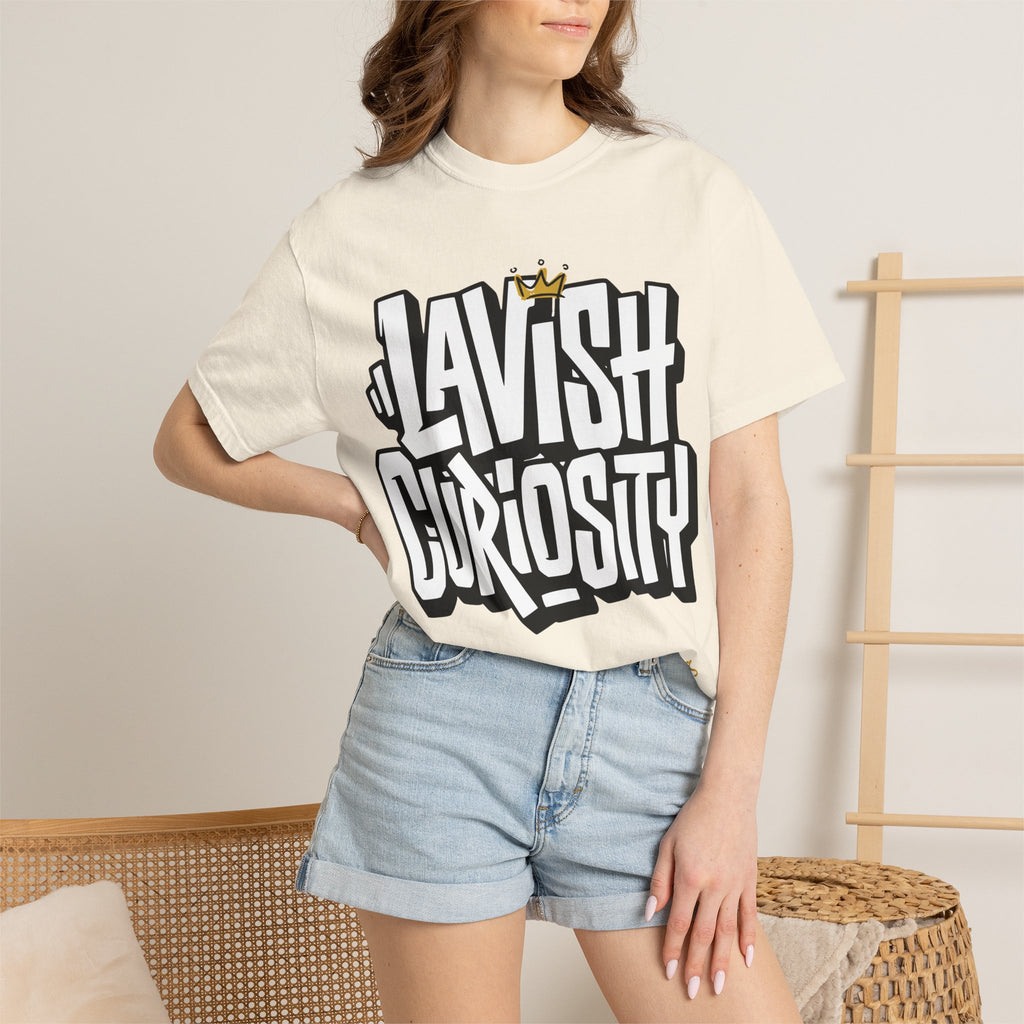 Lavish Curiosity T-Shirt — 'Lavish Curiosity' Graphic Tee with Crown Script