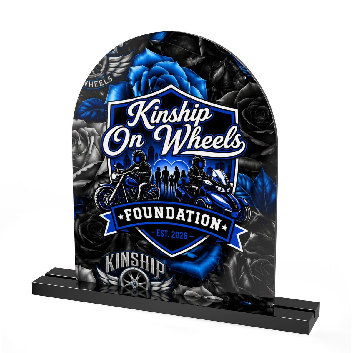 Kinship On Wheels Foundation Acrylic Table Sign – Dome-Shaped Desk Plaque